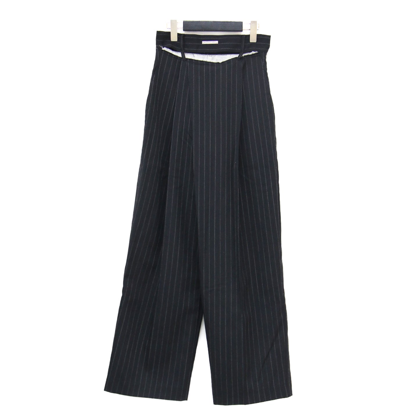 23秋冬 ムーンスリット アシメタック パンツ / Moon Slit Asymmetry Tack Pants スラックス フルレングス ハイウエスト 肌見せ カットアウト ワイド ストレート カットオフ