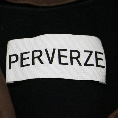 フェイクレザー ライナー付き トレンチコート / 長袖 ロング丈 ワイド スリット ウール