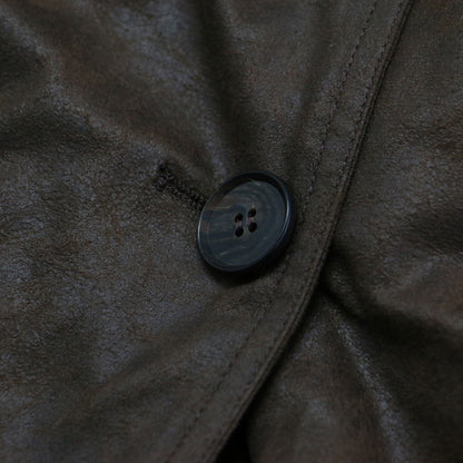 フェイクレザー ライナー付き トレンチコート / 長袖 ロング丈 ワイド スリット ウール