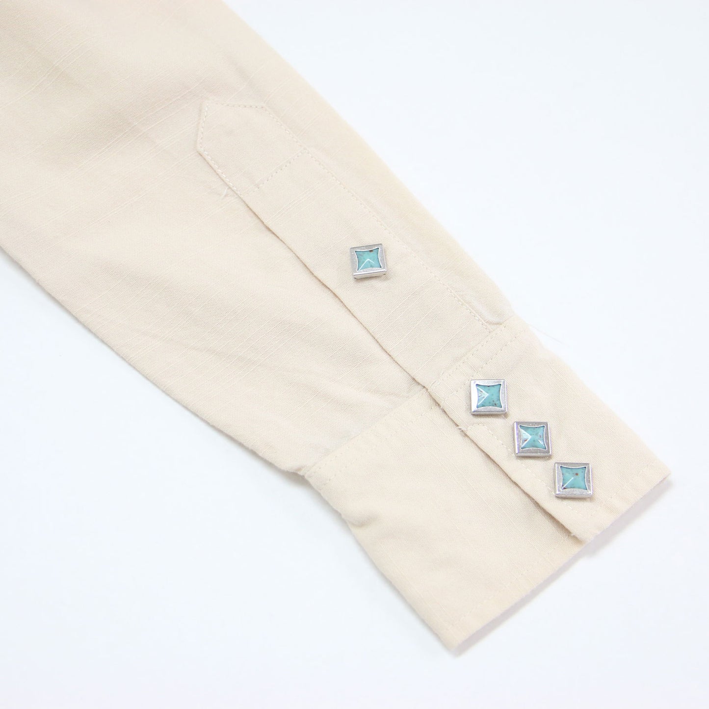 エンブロイダリー ウエスタン シャツ / 長袖 レギュラーカラー ドットボタン 刺繍 コットン