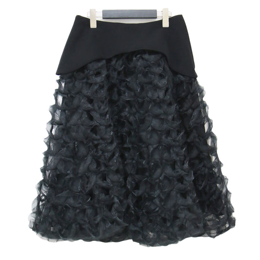 オーガンジー フリル スカート 3D-S003 / ミディ丈 フレア 切替