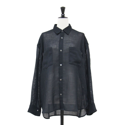 25秋冬 シアー メッシュ シャツ / ブラウス レギュラーカラー 長袖 オーバーサイズ