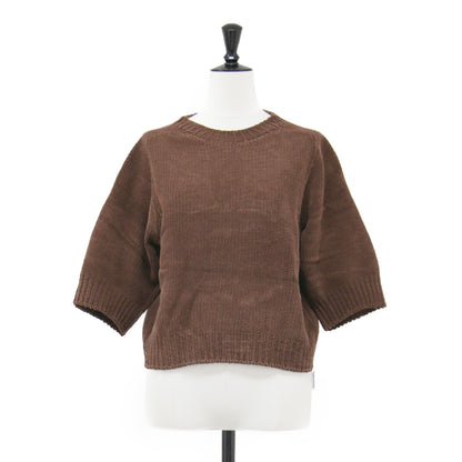 25秋冬 SCARLET ニット プルオーバー / ショート丈 クルーネック 五分袖 モールヤーン