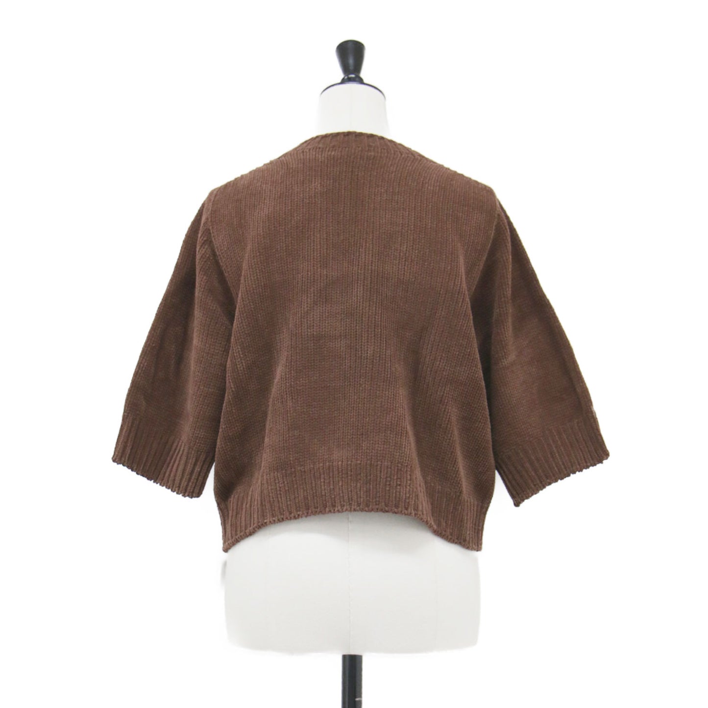 25秋冬 SCARLET ニット プルオーバー / ショート丈 クルーネック 五分袖 モールヤーン