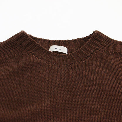 25秋冬 SCARLET ニット プルオーバー / ショート丈 クルーネック 五分袖 モールヤーン