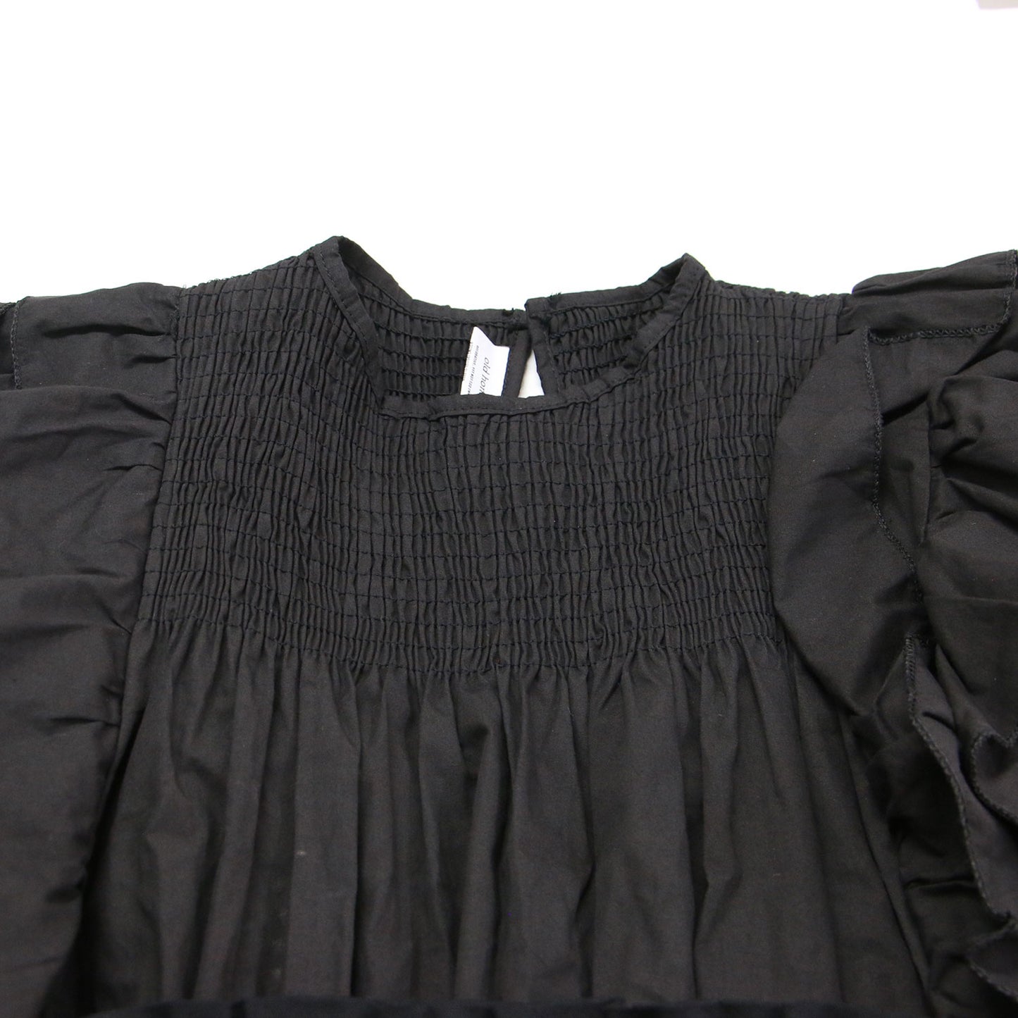 22春夏 フリルスリーブ ティアード ワンピース / 72℃ short dress ミディ丈 ギャザー ベルト ロゴ刺繍 コットン