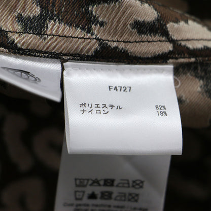 レオパード柄 ジャガード パフスリーブ ミニ ワンピース / Crispy Jacquard Vネック 五分袖 ボリュームスリーブ