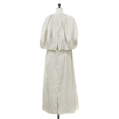 23秋冬 ケープ ロング ワンピース / Wrinkle Cape Dress コート 半袖 ベルト付き ギャザー ワッシャー加工 コットン