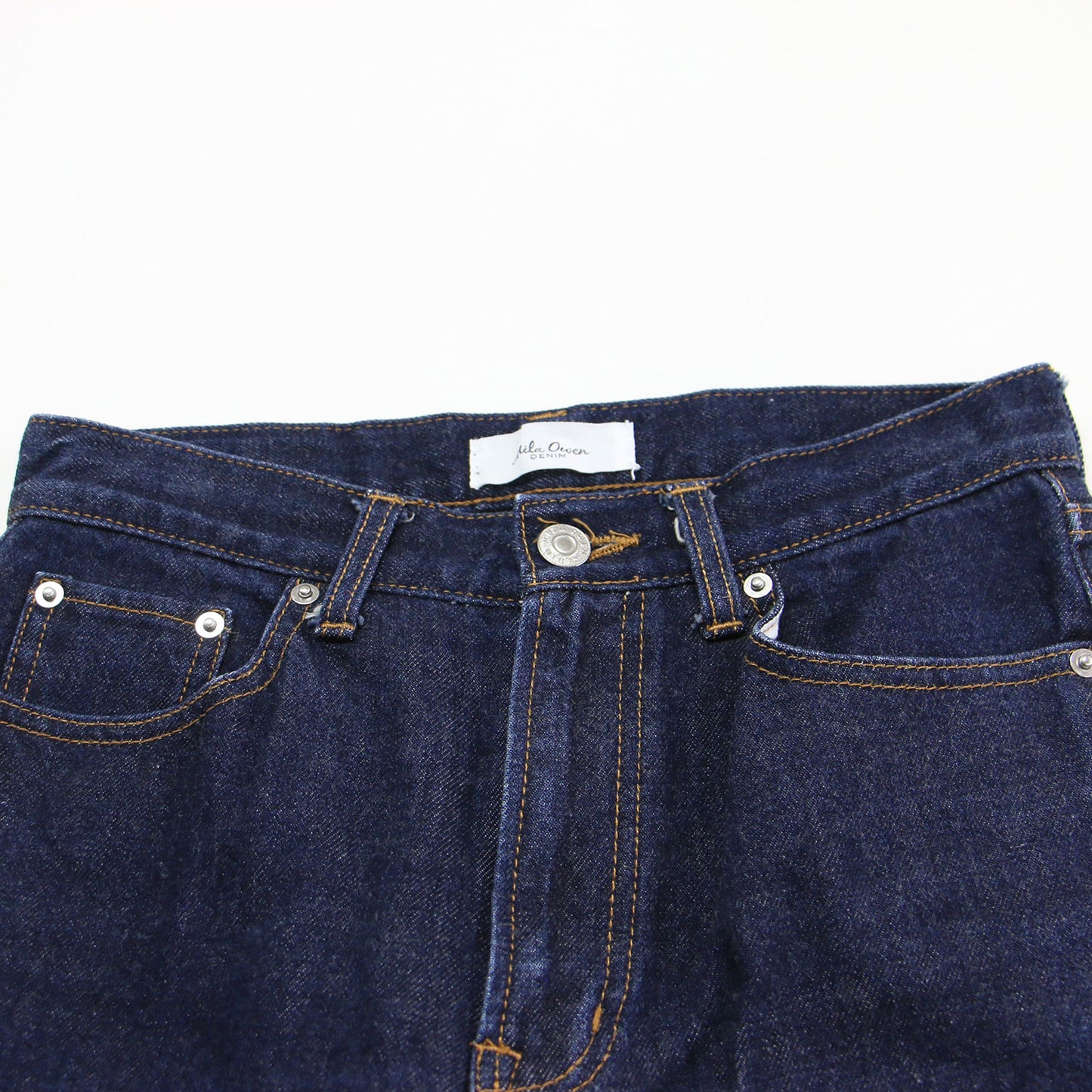 22秋冬 センタープレス 裾段差 デニムパンツ / ストレート カットオフ コットン