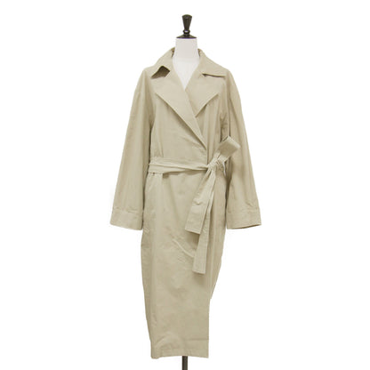 25春夏 ロング トレンチコート / マキシ丈 ベルト付き オーバーサイズ コットン