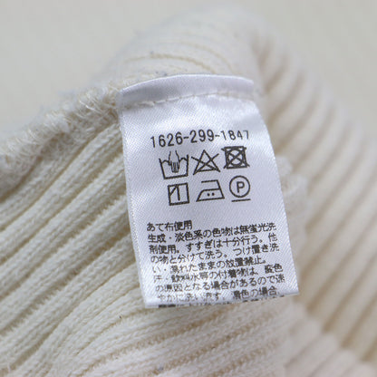 コットン リブ ニット ワンピース パンツ セット / ミディ丈 長袖 ボートネック スリム スリット