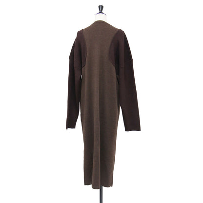ボレロ レイヤー ワンピース / BOLERO LAYER ONE PIECE ニット ロング 長袖 Iライン ドッキング 配色 ウール