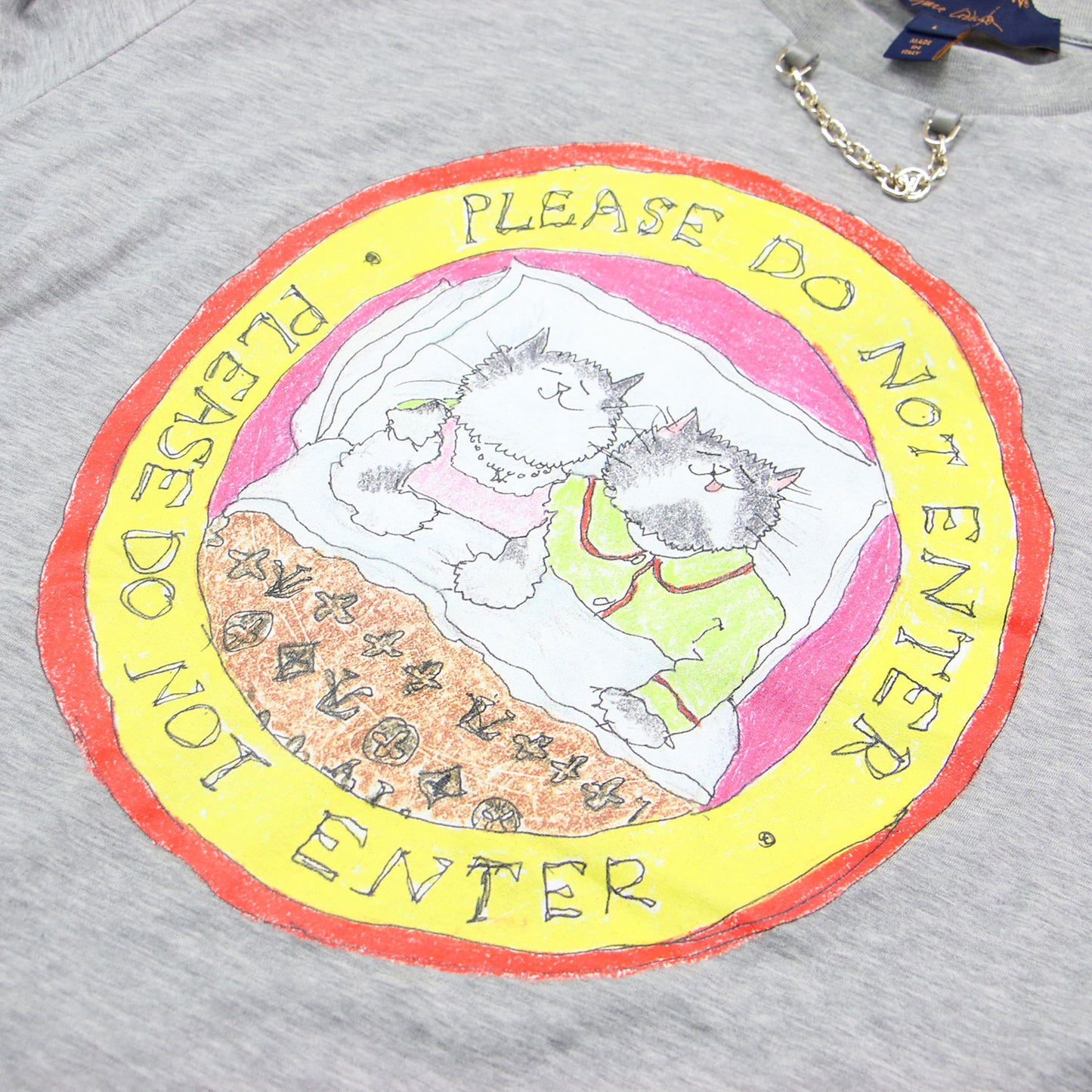 26春夏 キャットスタンプ Tシャツ 1AHYSK / カットソー 半袖 ハーフスリーブ クルーネック ネコ プリント チェーン コットン