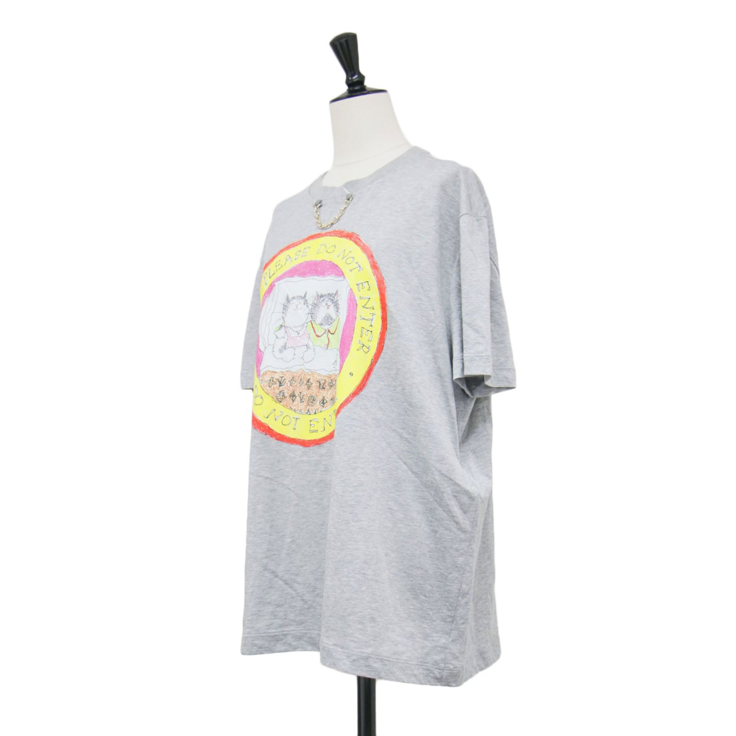 26春夏 キャットスタンプ Tシャツ 1AHYSK / カットソー 半袖 ハーフスリーブ クルーネック ネコ プリント チェーン コットン