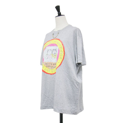 26春夏 キャットスタンプ Tシャツ 1AHYSK / カットソー 半袖 ハーフスリーブ クルーネック ネコ プリント チェーン コットン