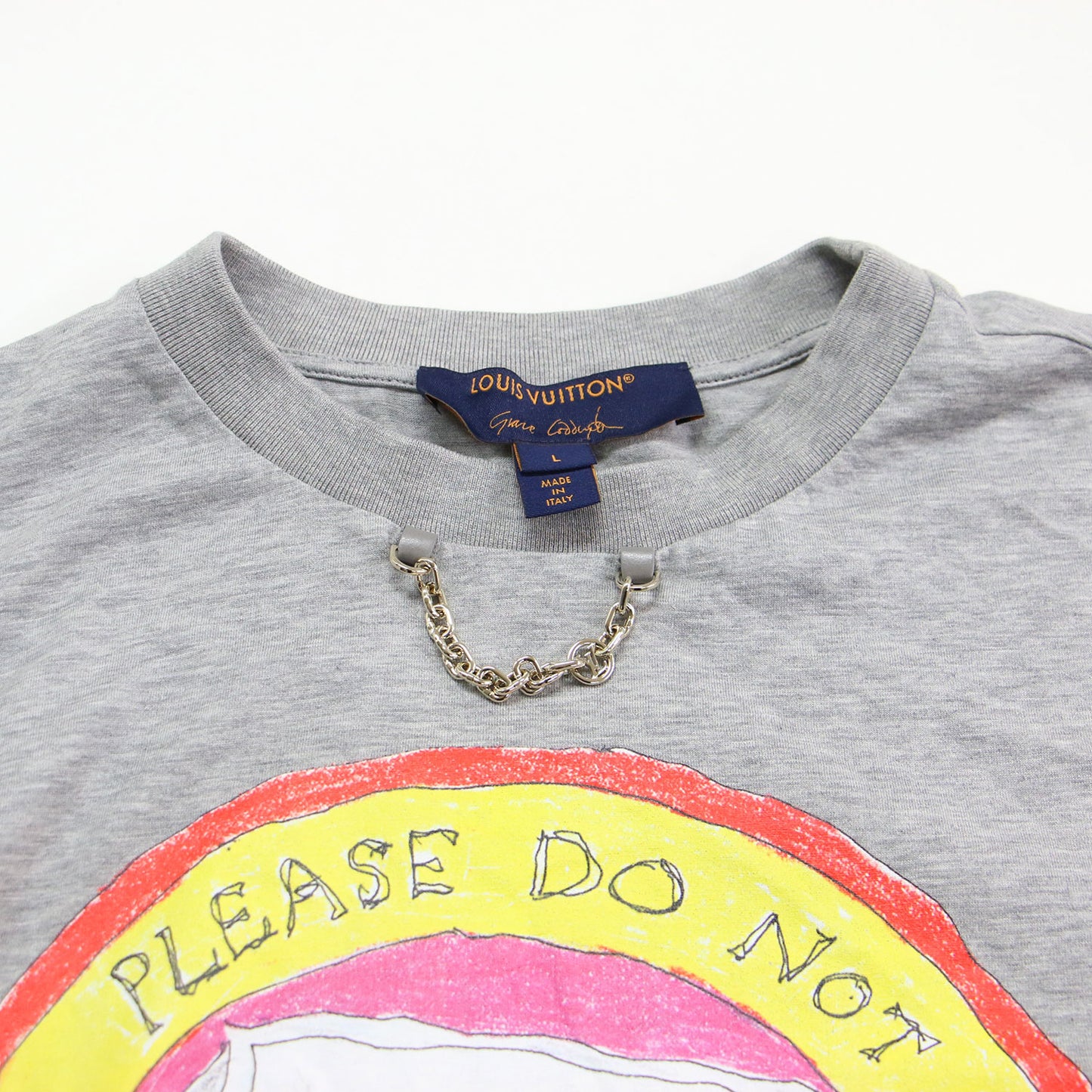 26春夏 キャットスタンプ Tシャツ 1AHYSK / カットソー 半袖 ハーフスリーブ クルーネック ネコ プリント チェーン コットン