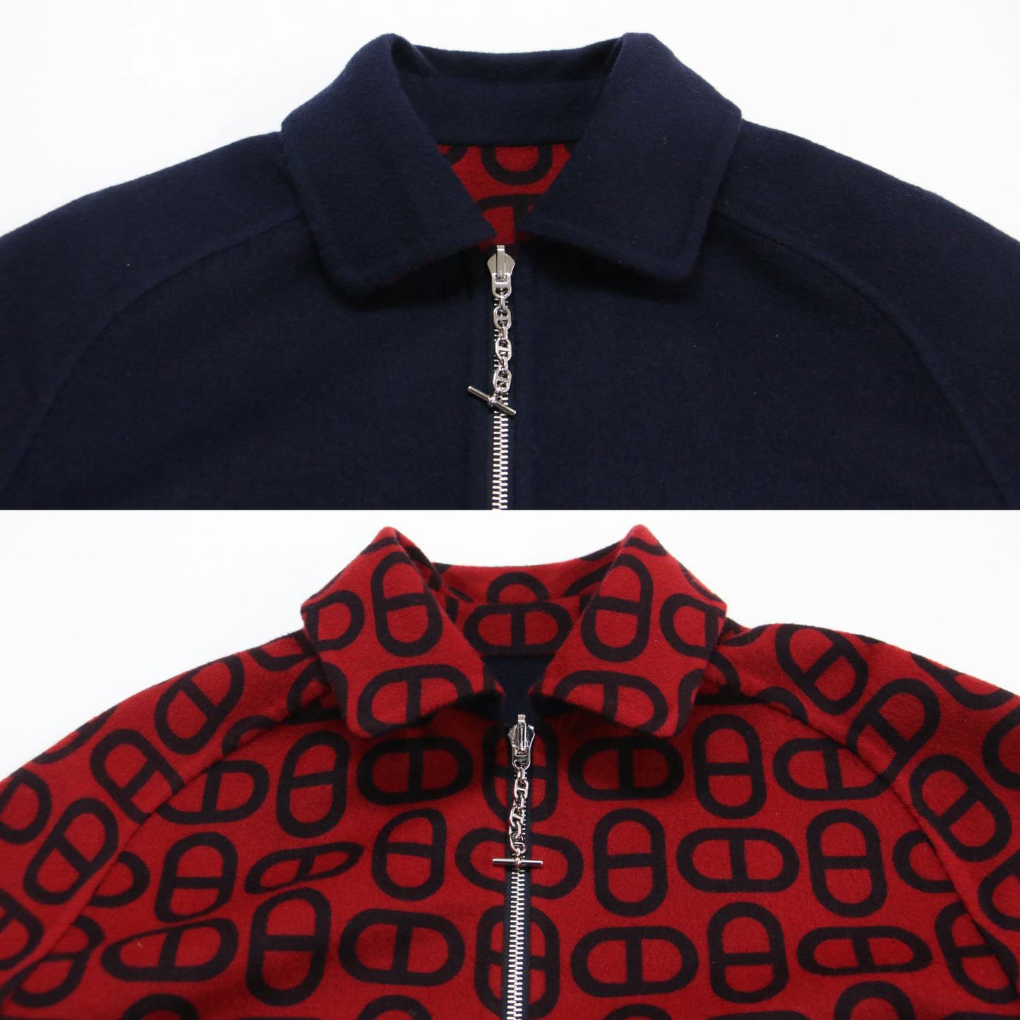 23春夏 リバーシブル カシミヤ コート 3E0130D1 / ロング ステンカラー ジップアップ シェーヌダンクル モチーフ