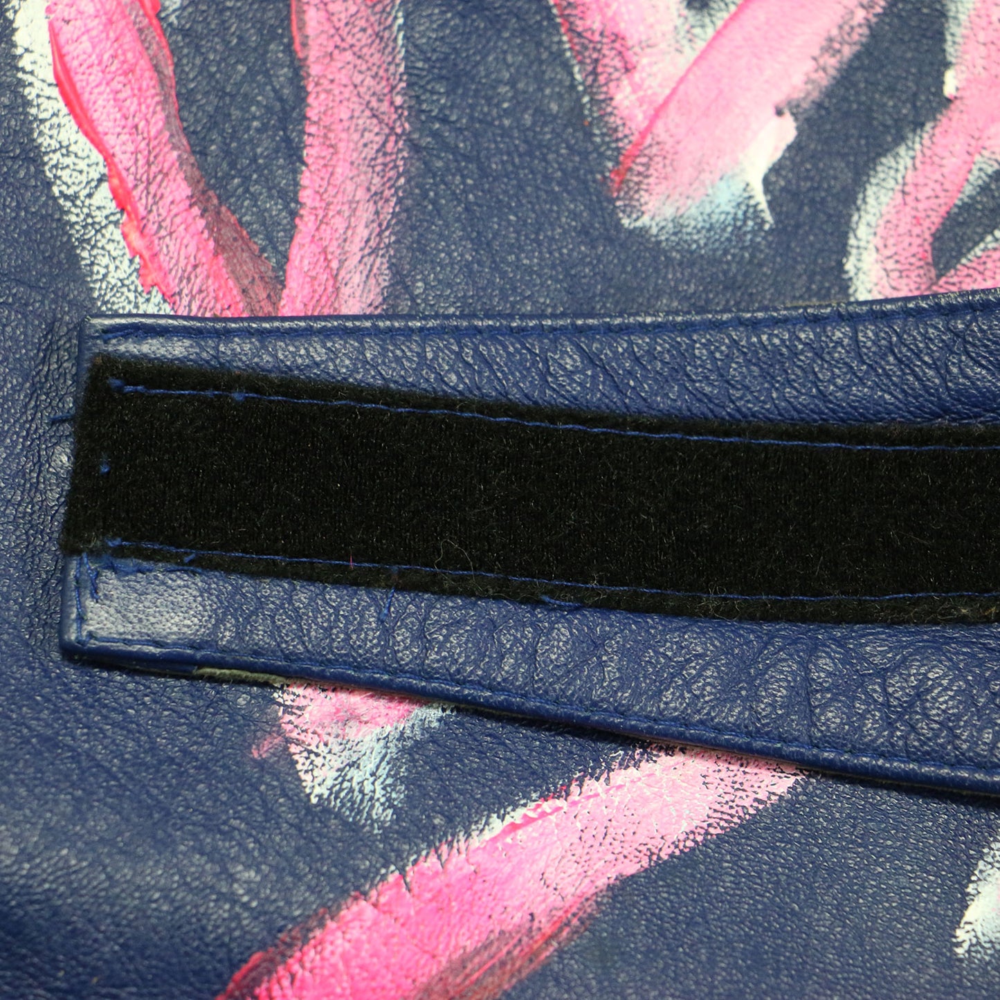 ハンドペイント ヴィンテージ リメイク レザー ミニ ワンピース / ノースリーブ ボートネック ベルト付き