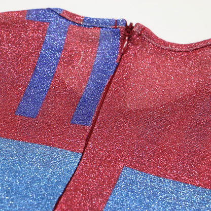 22秋冬 グラフィック グリッター ニット ワンピース / Graphic Glitter Dress ロング 長袖 タイト クルーネック 総柄
