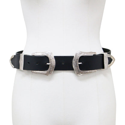 ダブルバックル ベルト / W buckle belt レザー