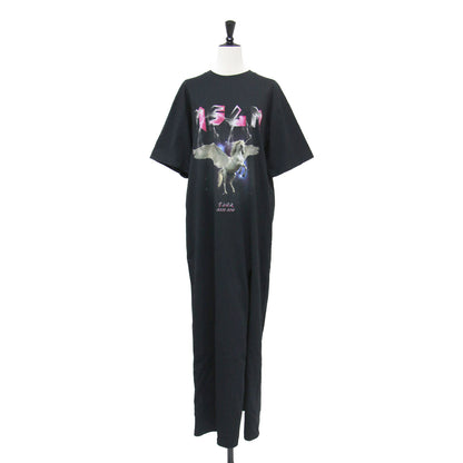 ペガサスプリント ロング Tシャツ ワンピース / 半袖 クルーネック コットン