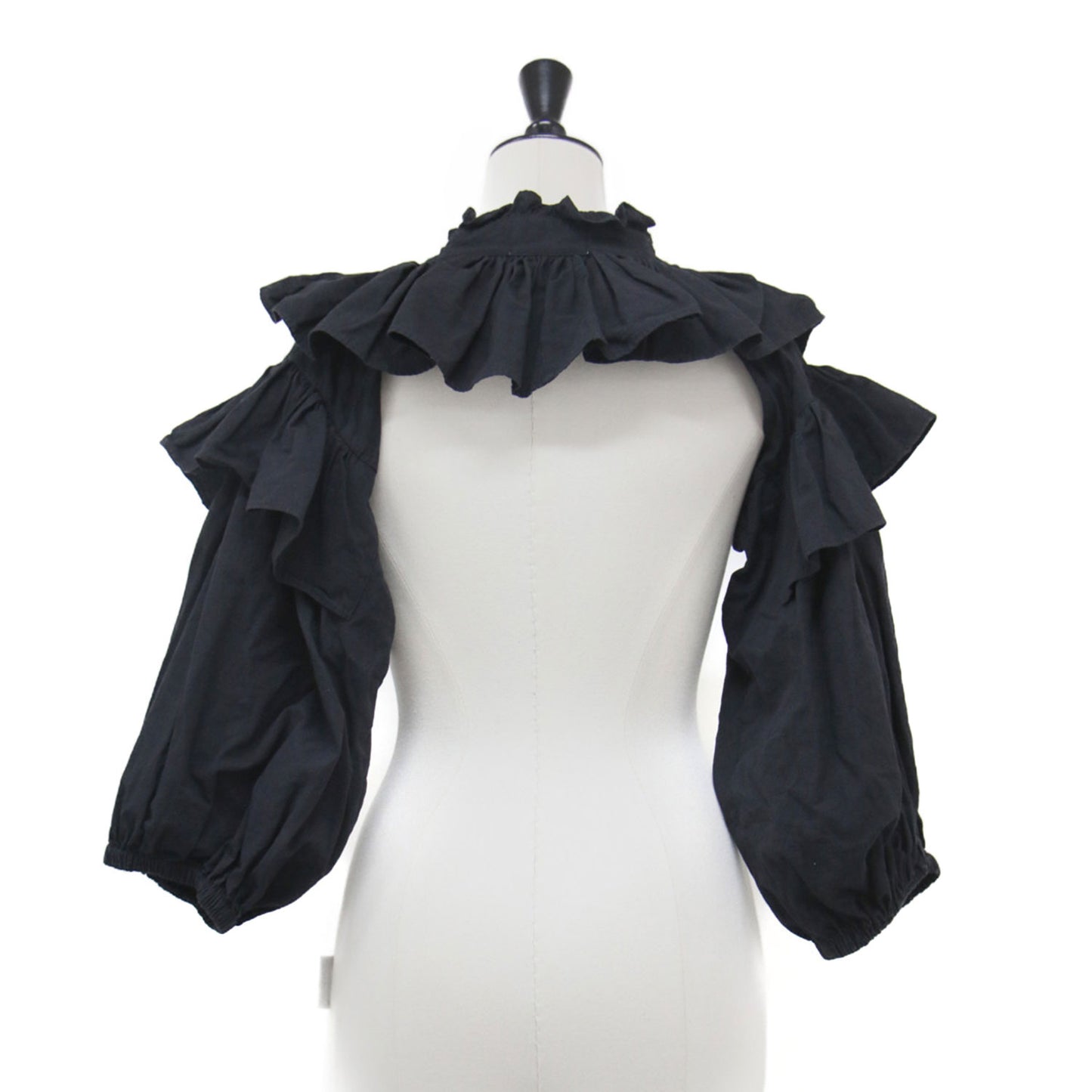 Holder blouse / つけ襟 ボレロ 七分袖 スタンドカラーフリル コットン