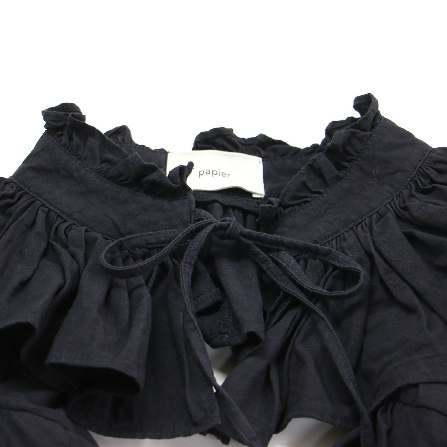 Holder blouse / つけ襟 ボレロ 七分袖 スタンドカラーフリル コットン