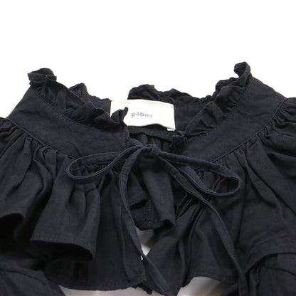 Holder blouse / つけ襟 ボレロ 七分袖 スタンドカラーフリル コットン