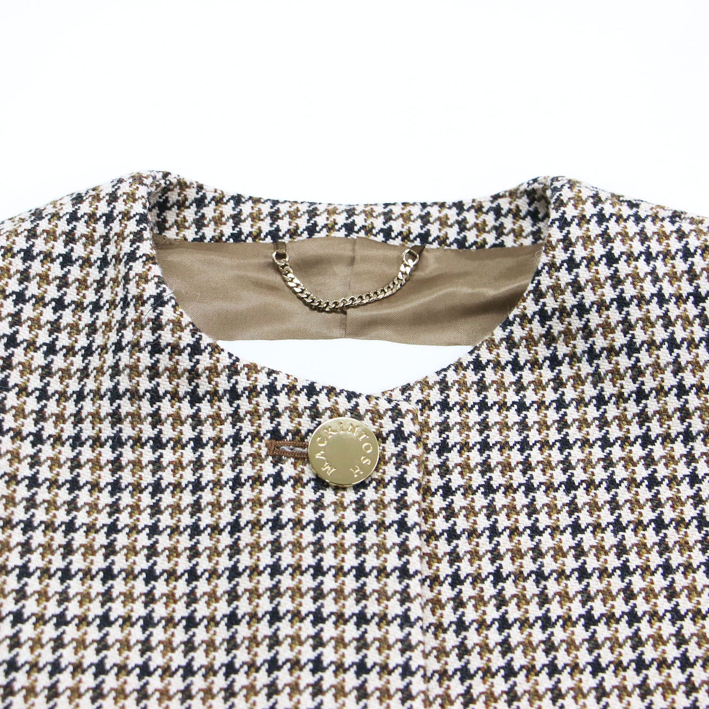 24秋冬 ハンビー ノーカラー ジャケット / HUMBIE NO COLLAR JACKET MB ショート丈 ハウンドトゥース ウール