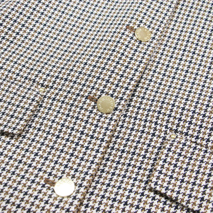 24秋冬 ハンビー ノーカラー ジャケット / HUMBIE NO COLLAR JACKET MB ショート丈 ハウンドトゥース ウール