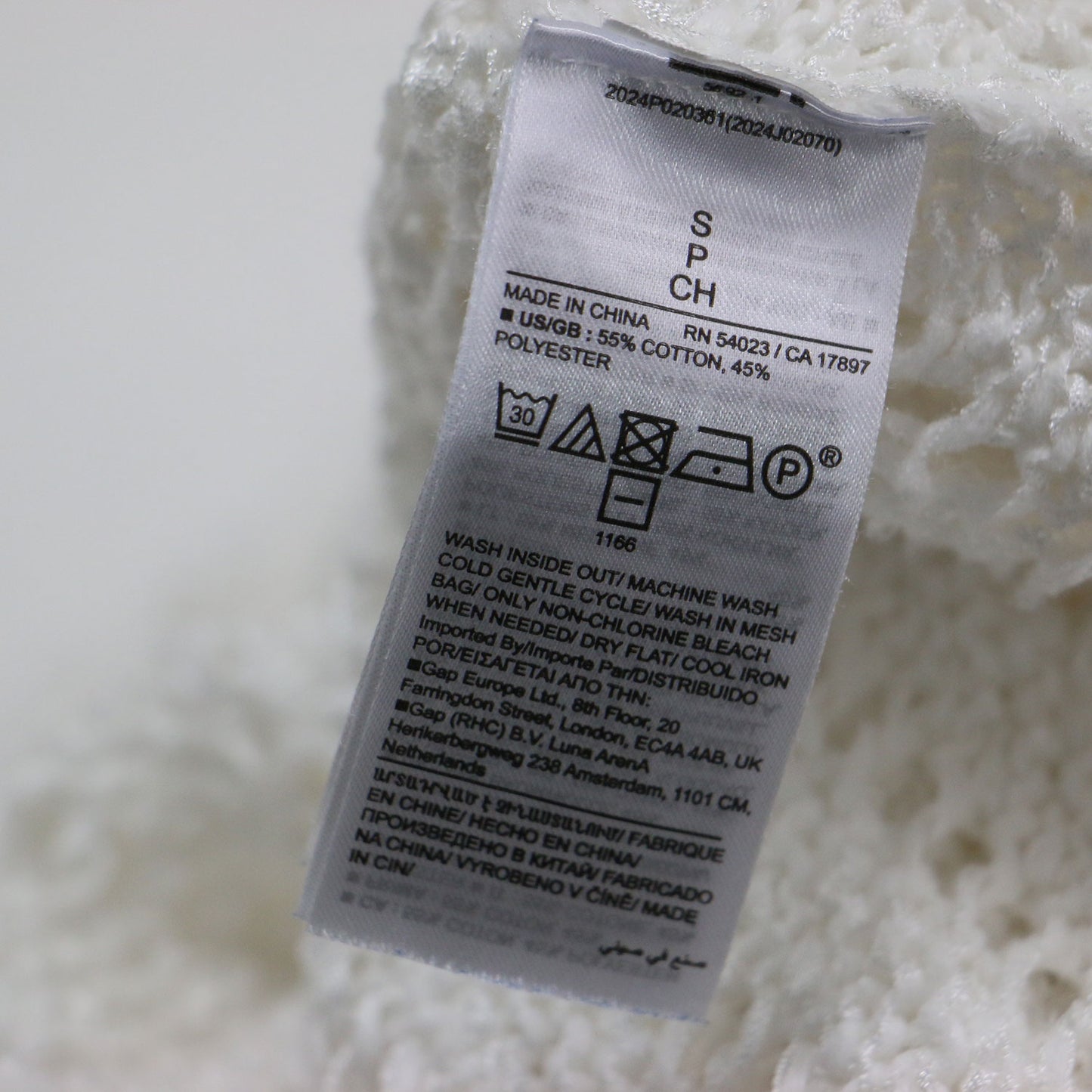 24春夏 オープンステッチ シェブロン コットン セーター / ニット プルオーバー 長袖 クルーネック 透かし編み