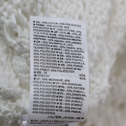 24春夏 オープンステッチ シェブロン コットン セーター / ニット プルオーバー 長袖 クルーネック 透かし編み