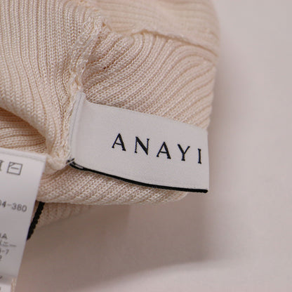 リブ バックVネック プルオーバー ニット / 五分袖 ボートネック