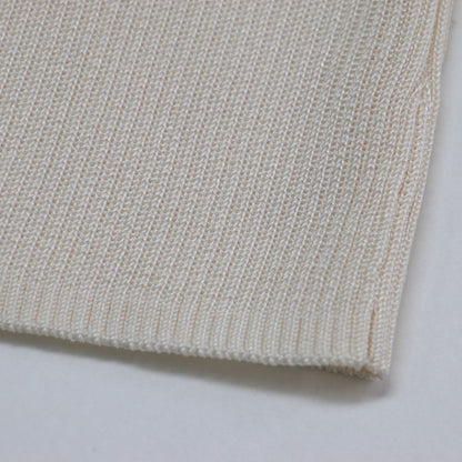 リブ バックVネック プルオーバー ニット / 五分袖 ボートネック