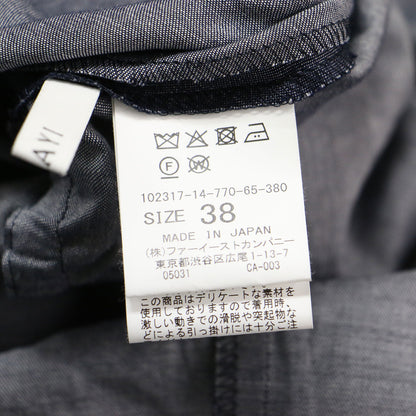 23春夏 ライトデニム シャツ フレア ワンピース / ミディ丈 半袖 ベルト シャンブレー コットン リネン