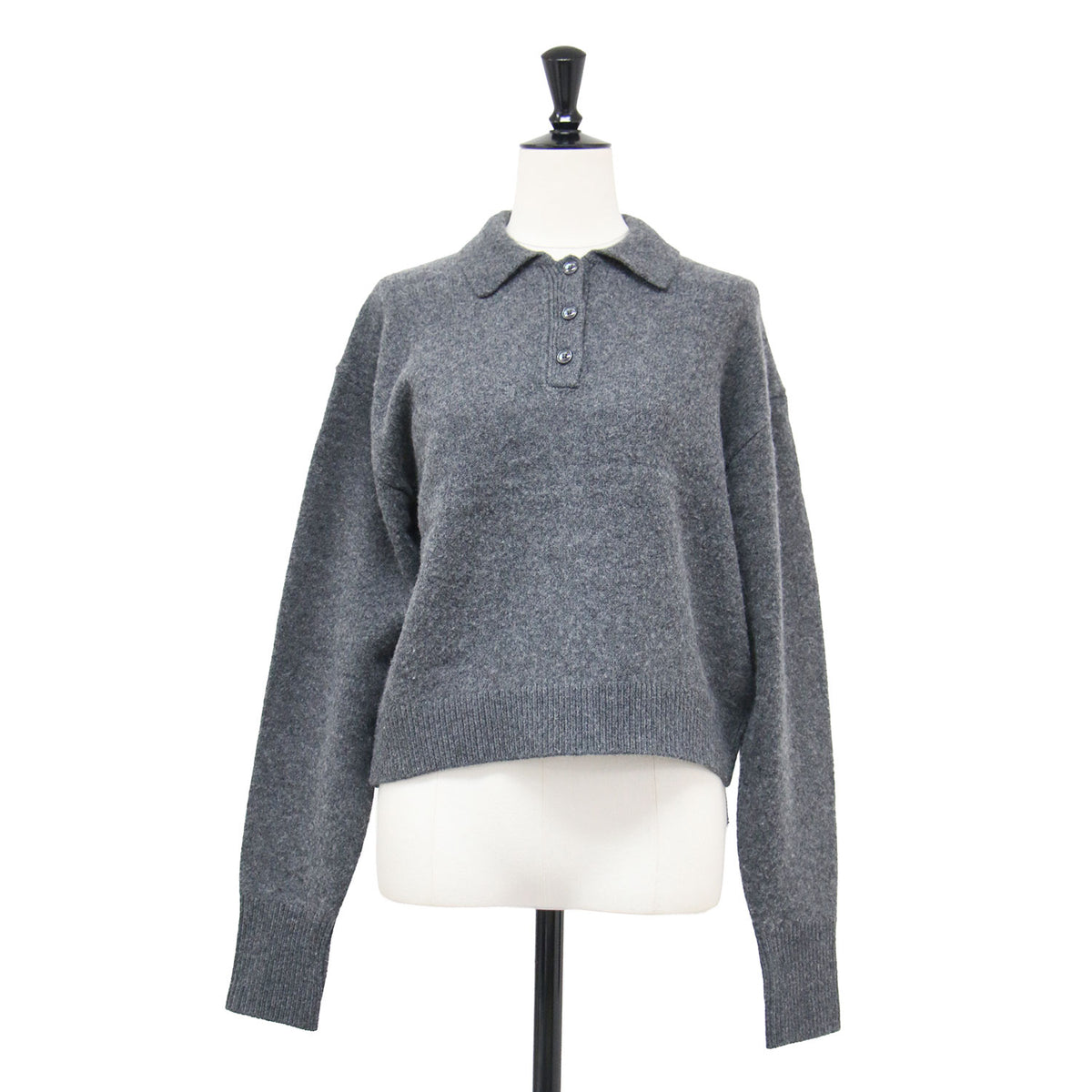 25秋冬 ブラッシュド ポロ セーター / Brushed Polo Sweater ニット ショート丈 長袖 ウール カシミヤ