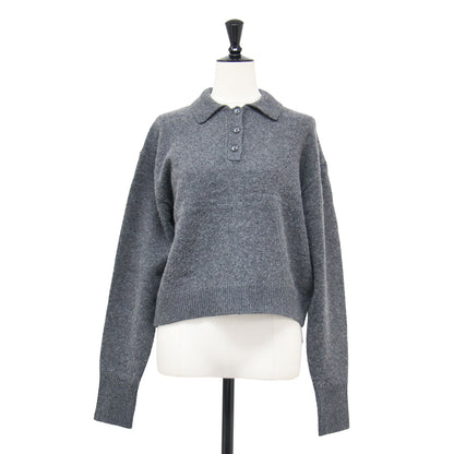 25秋冬 ブラッシュド ポロ セーター / Brushed Polo Sweater ニット ショート丈 長袖 ウール カシミヤ