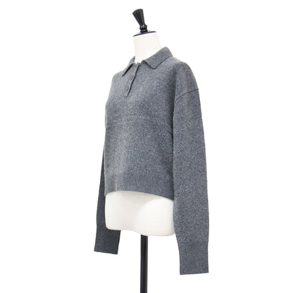 25秋冬 ブラッシュド ポロ セーター / Brushed Polo Sweater ニット ショート丈 長袖 ウール カシミヤ