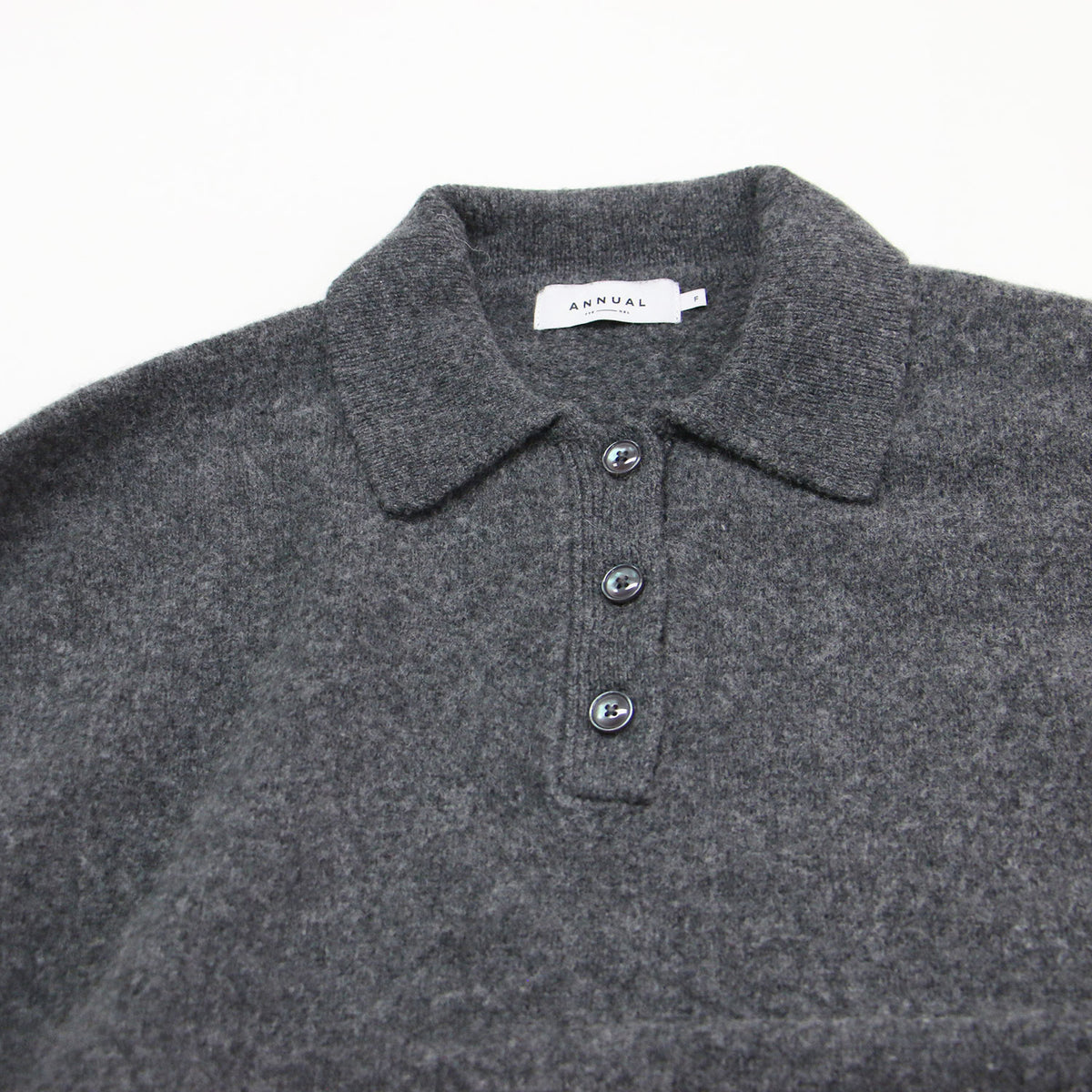 25秋冬 ブラッシュド ポロ セーター / Brushed Polo Sweater ニット ショート丈 長袖 ウール カシミヤ