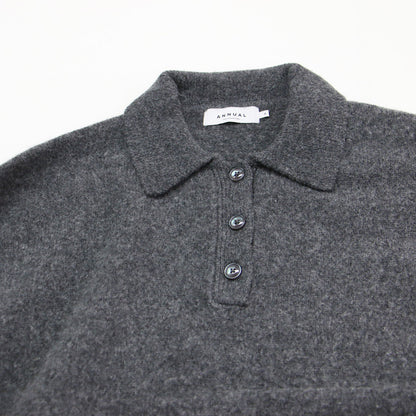25秋冬 ブラッシュド ポロ セーター / Brushed Polo Sweater ニット ショート丈 長袖 ウール カシミヤ