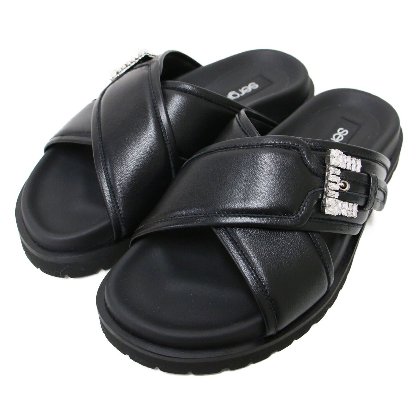 25春夏 ビジューバックル フラット サンダル / SR TWENTY BUCKLE FLAT SANDALS クロスベルト レザー
