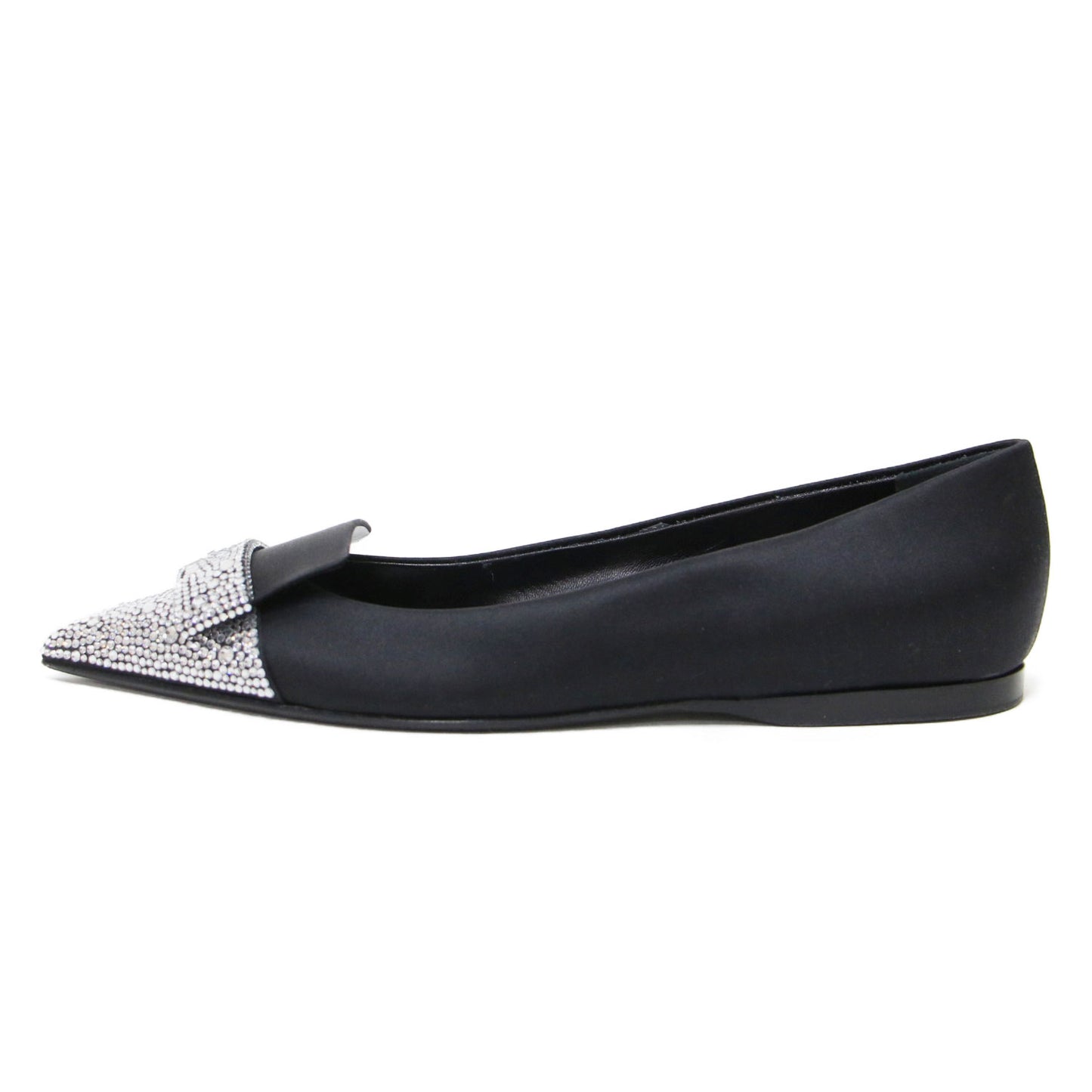 SR1 ビジュー付き フラット パンプス / シューズ ポインテッドトゥ サテン