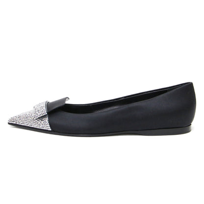 SR1 ビジュー付き フラット パンプス / シューズ ポインテッドトゥ サテン