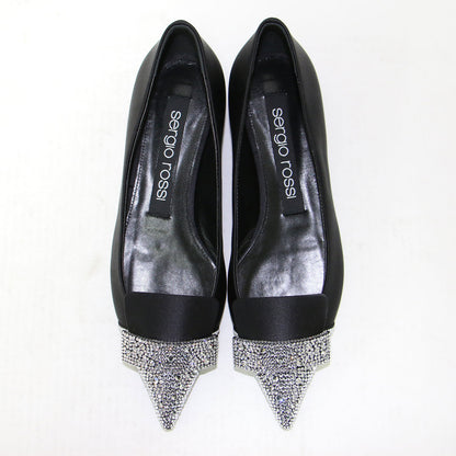 SR1 ビジュー付き フラット パンプス / シューズ ポインテッドトゥ サテン