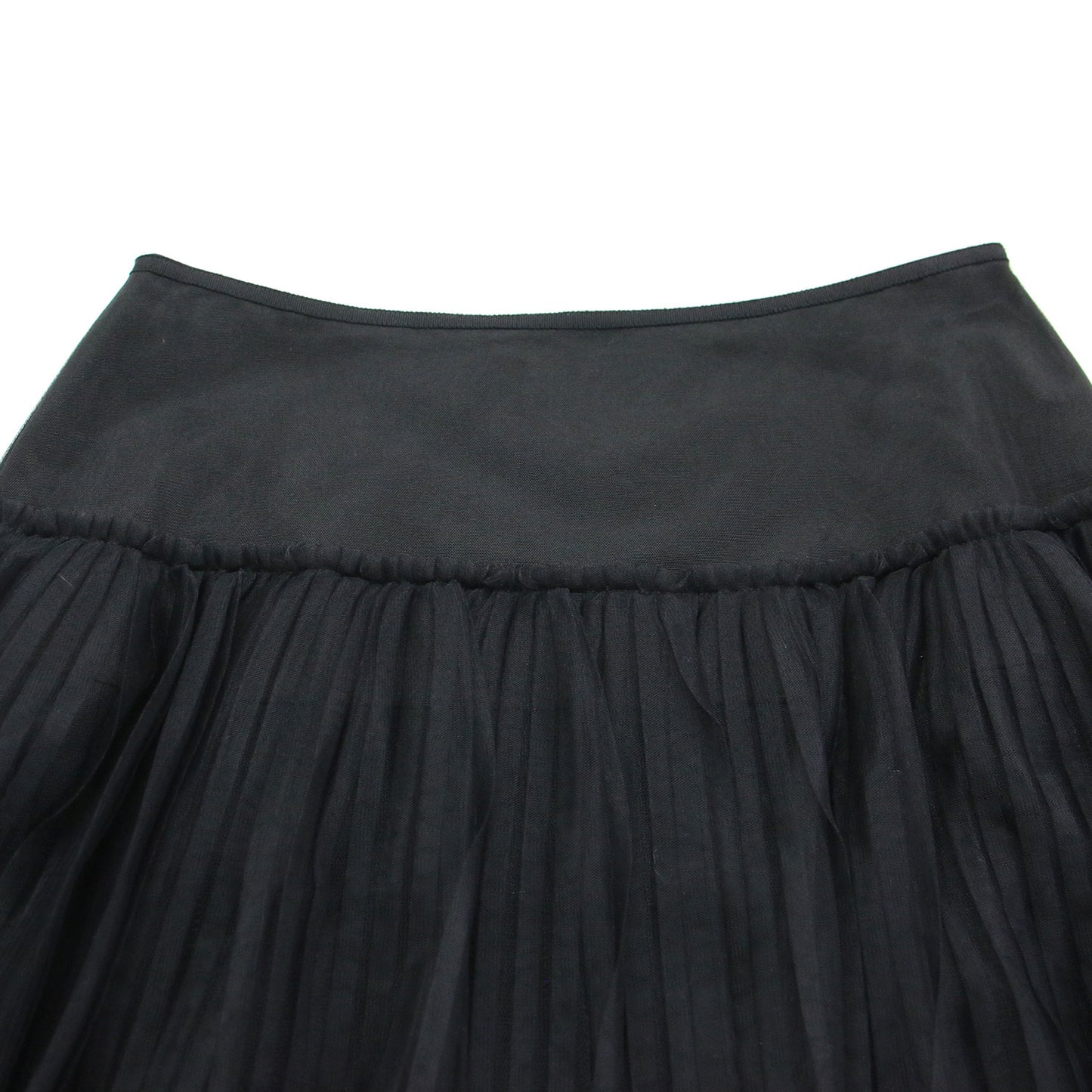 24秋冬 チュール プリーツ スカート / ロング 切替 ドット柄 フレア