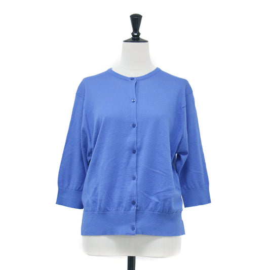 日本別注 コットン 30G 半袖 クルーネック ニット カーディガン / 五分袖 ハイゲージ