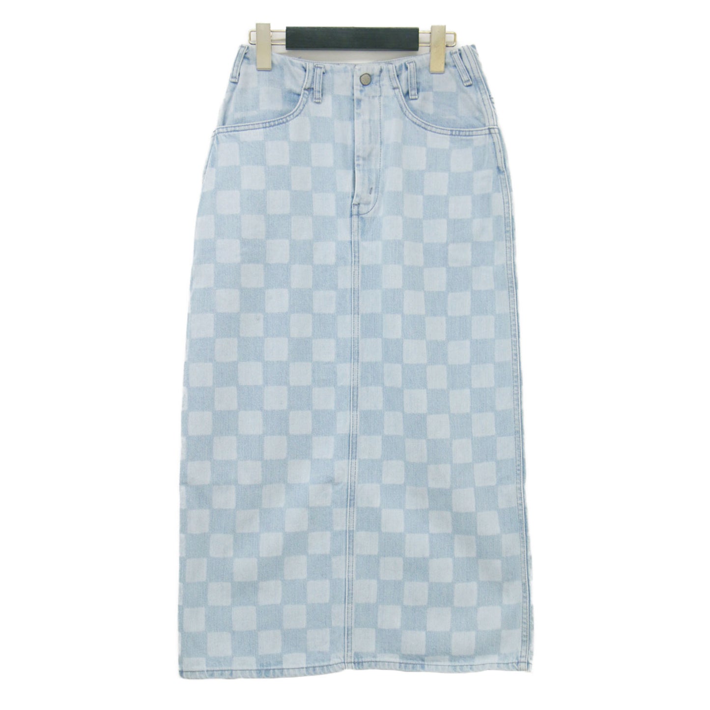 × RHC 別注 22春夏 チェッカー柄 デニム スカート / Denim Checker Skirt ミディ丈 タイト コットン