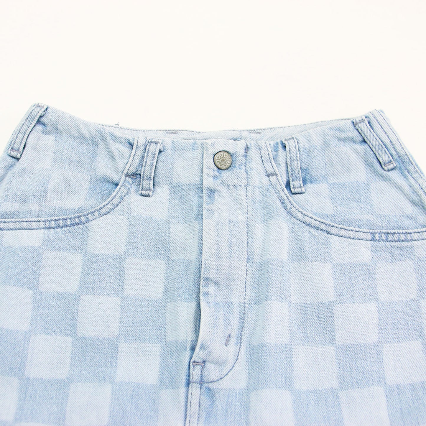 × RHC 別注 22春夏 チェッカー柄 デニム スカート / Denim Checker Skirt ミディ丈 タイト コットン