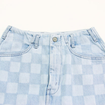 × RHC 別注 22春夏 チェッカー柄 デニム スカート / Denim Checker Skirt ミディ丈 タイト コットン