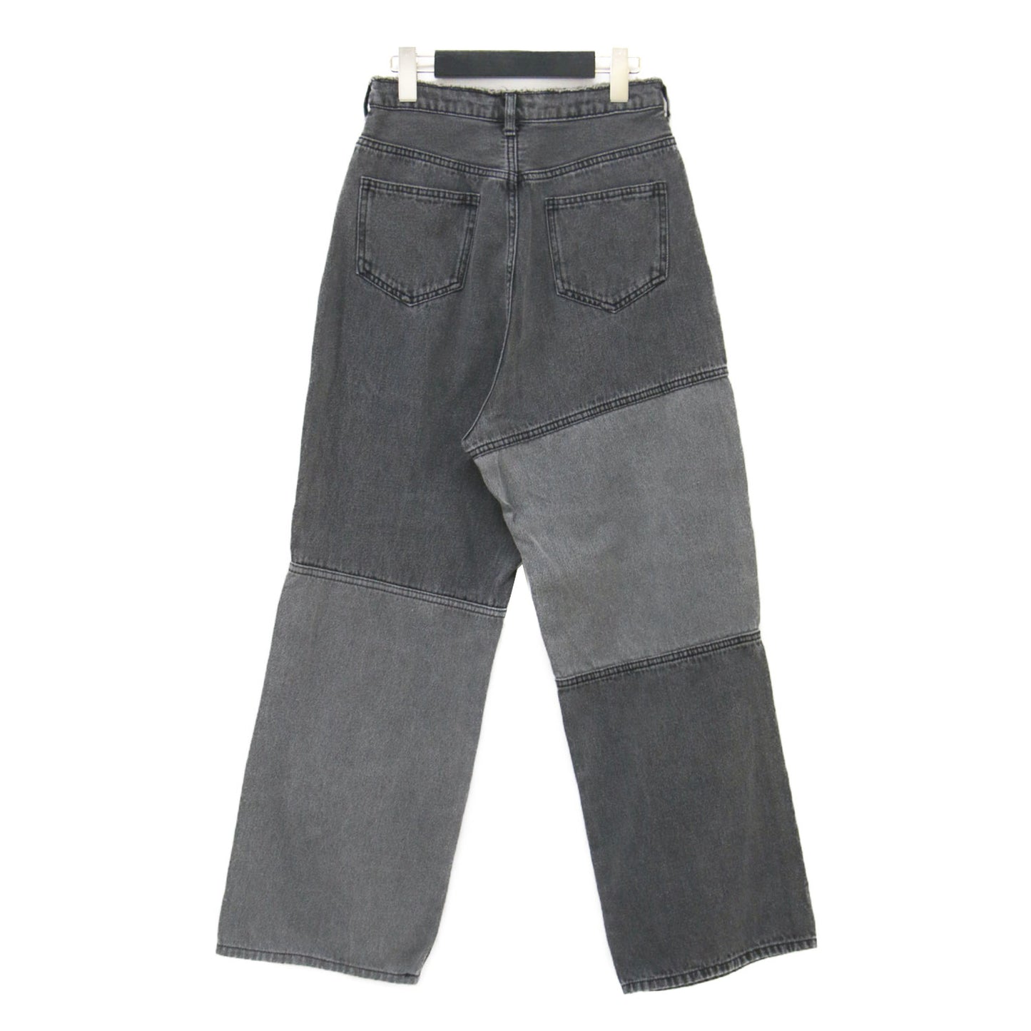 21春夏 パッチワーク デニム / パンツ テーパード ハイウエスト 切替 カットオフ コットン